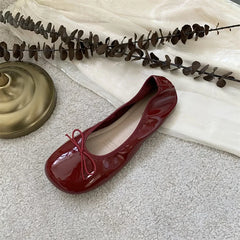 Red Ballet Flats with Bow Detail