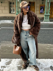 luxury chocolate faux fur outerwear for women
