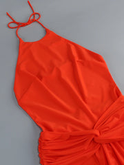 Halter Neck Twisted Waist Gown