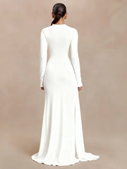 Turtleneck Draped Long Sleeve Maxi Dress