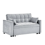 Velvet Convertible Sleeper Sofa Bed Couch w/Pillows & Side Poc