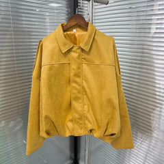 Lapel Suede Cropped Bomber Jacket
