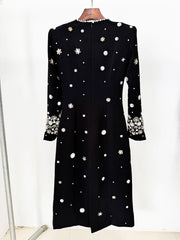 Beaded Long Sleeve Midi Dress