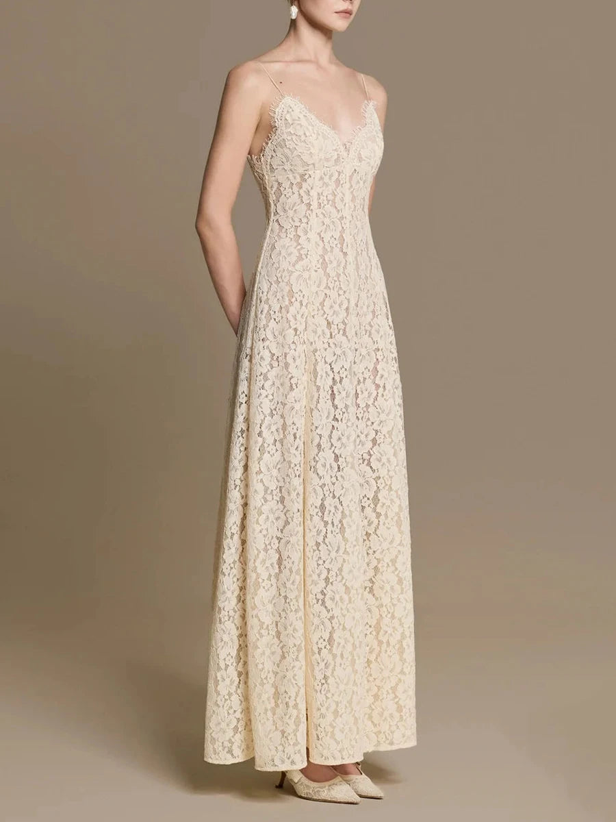 Lace spaghetti strap maxi dress