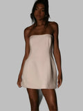 White Off-shoulder Strapless A-line Mini Dress 