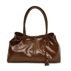 Glossy Faux Leather Top Handle Bag