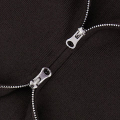 Zip Front Stand Collar Knit Jacket