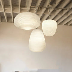 Milky White Glass Whorls Cocoon Acrylic Hanging Lamp