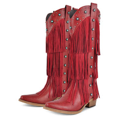 Fringe Pointed Toe Western Boots