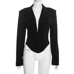 Corset Deep V-Neck Blazer and Mini Skirt Set