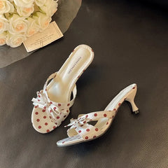 Polka Dot Bow Kitten Heel Mules