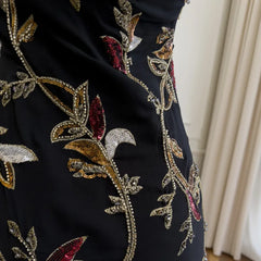 Floral Embellished Spaghetti Strap Dress Embroidery Detail