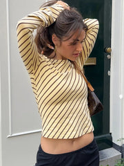 Striped Boat Neck Flare Sleeve Top