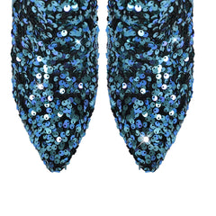 Sequined Block Heel Boots