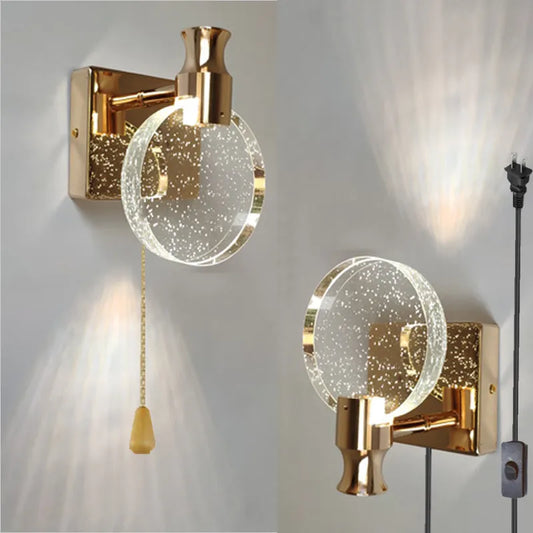 Crystal Wall Lamp Led Glass Gold Bedside Mirror Stair Lights