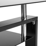 Glass Coffee Table Rectangular Tea Table with Lower Shelf