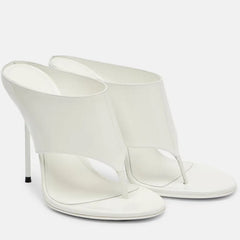 Patent Thong Heeled Mules