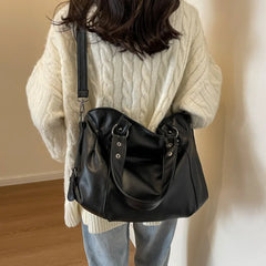 Faux Soft Leather Rivet Detail Tote Bag
