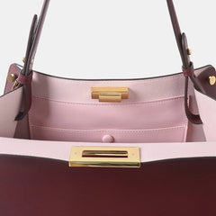 Top Handle Leather Trapezoid Bag