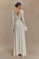 Lace Trim Flare Sleeve Maxi Dress