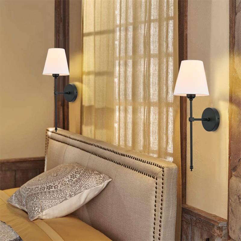 Metal Body Led Cloth Lampshade Wall Sconce