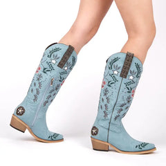 Embroidery Pointed Toe Western Boots