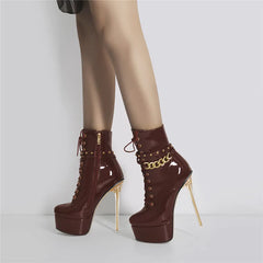 Patent Lace Up Platform Boots