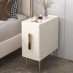 Metal Nightstands Drawers Storage For Bedroom White