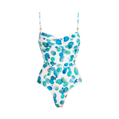 Abstract Blue Dot Print Swimwear Set