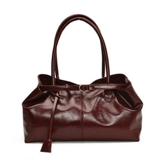 Glossy Faux Leather Top Handle Bag