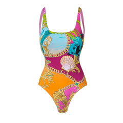 Printed Push Up One Piece Swimsuit with Cover-up