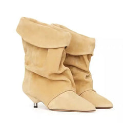 Pointed Toe Wrinkled Ankle Boots