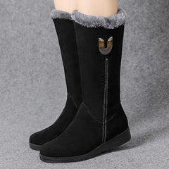 Furry Mid-calf Plush Flat Snow Boots