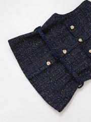 Tweed Belted Sleeveless Top