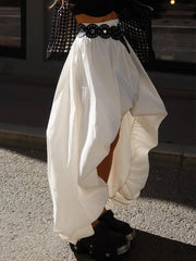 Asymmetric Midi Skirt with Voluminous Hem