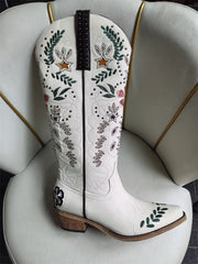 Embroidery Pointed Toe Western Boots