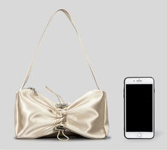 Satin Drawsting Armpit Bag Folds Bow Y2K Handbag