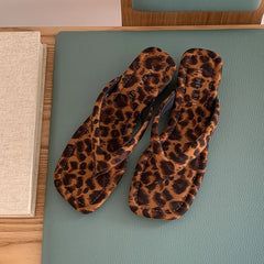 Blue denim wedge flip flops