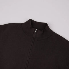 Zip Front Stand Collar Knit Jacket