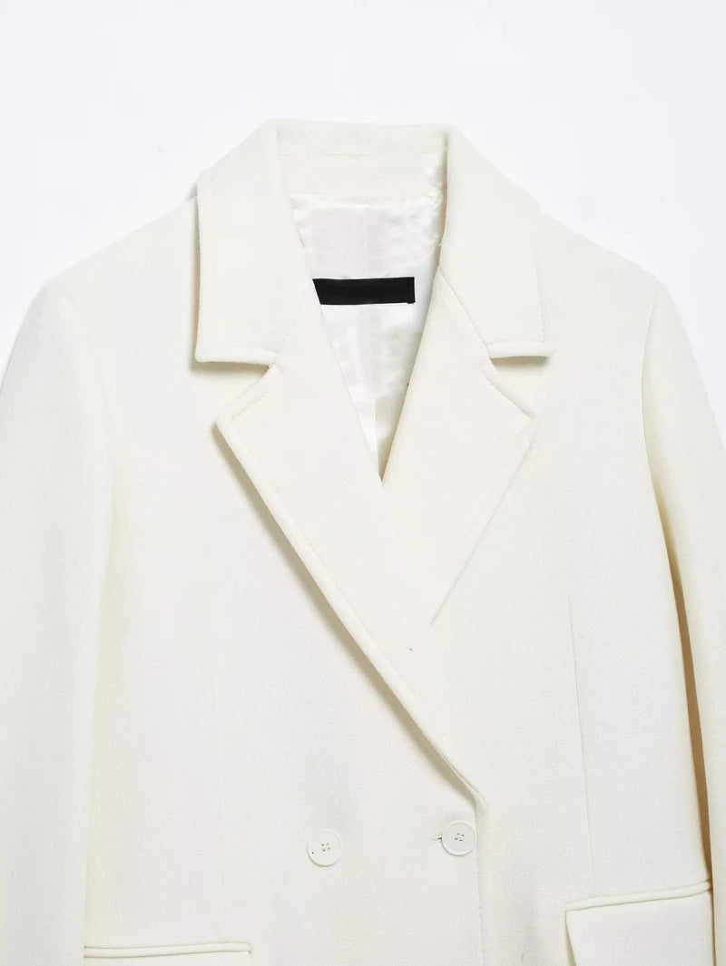 White coat with a black label on a white background