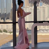 Pleated Satin Crystal Floor-Length Dress For Women