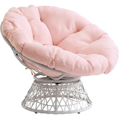 OSP Home Furnishings Wicker Papasan Chair with 360-Degree Swivel Frame and Plush Cushion – Ideal for Modern Living Rooms and Cozy Spaces