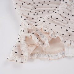 White Polka Dot Halter Neck Ruched Top