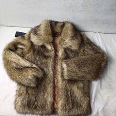 caramel brown faux fur short coat for women