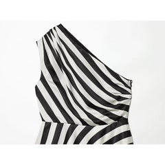 Black and white striped one-shoulder top 
