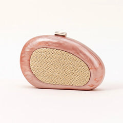 Sculptural Resin Clutch with Woven Inlay