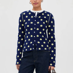 Navy polka dot button front cardigan