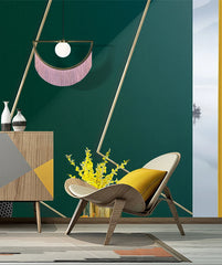 A modern Nordic tassel chandelier with glass ball pendants hanging in a minimalist living room A