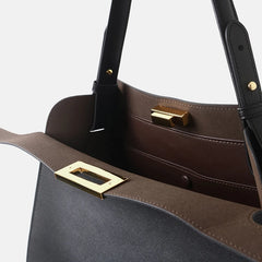 Top Handle Leather Trapezoid Bag