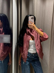 Stand Collar Red Zipper Jacket